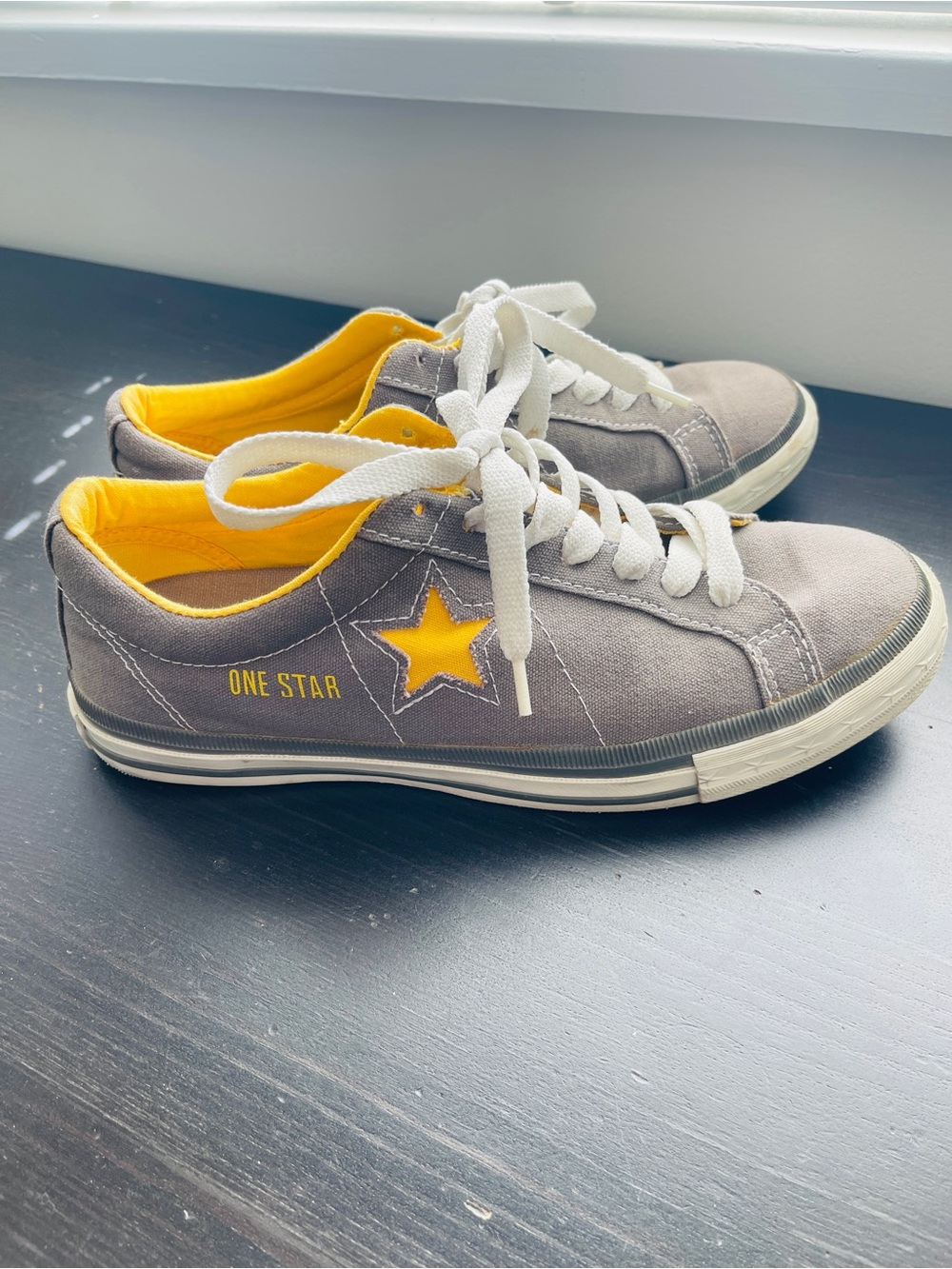 Converse One Star Low-Top Sneakers - Gray with Yellow Accents